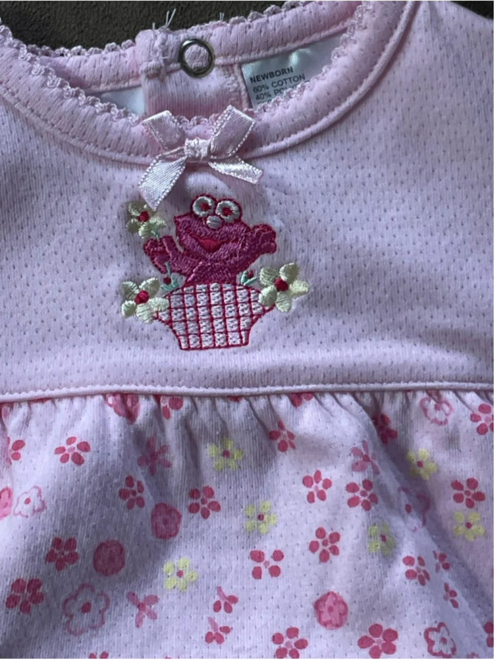 Sesame Street Baby Elmo Pink Ditsy Floral 2 Piece Newborn Pant Set Vintage y2k